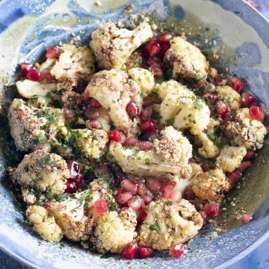 Roasted cauliflower salad - Recipe photo by Mandy Sneaky Veg