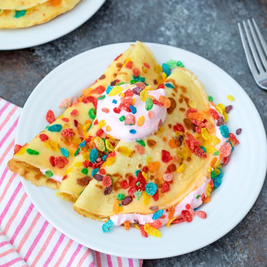 Fruity Pebbles Crepes - Recipe photo by Wearenotmartha