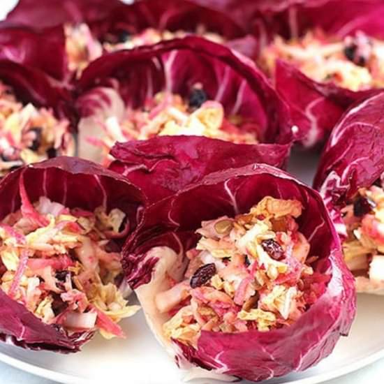 Apple Cabbage Slaw in Radicchio Cup - Recipe photo by FitLiving Eats
