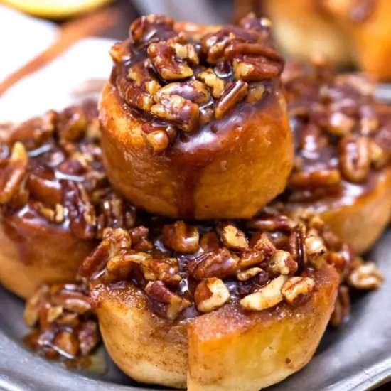 Maple Sticky Buns - Recipe photo by peasandpeonies