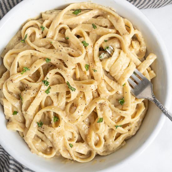 vegan fettuccine alfredo - Recipe photo by fromthecomfortofmybowl