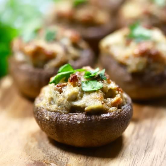Artichoke Stuffed Mushrooms - Recipe photo by Grits and Pinecones