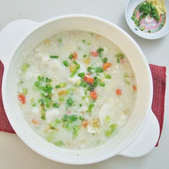 Veggies Fish Rice Porridge Congee - Recipe photo by escapetofood