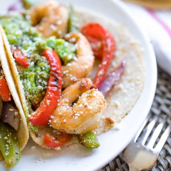 Sheet Pan Shrimp Fajitas - Recipe photo by Two Healthy Kitchens