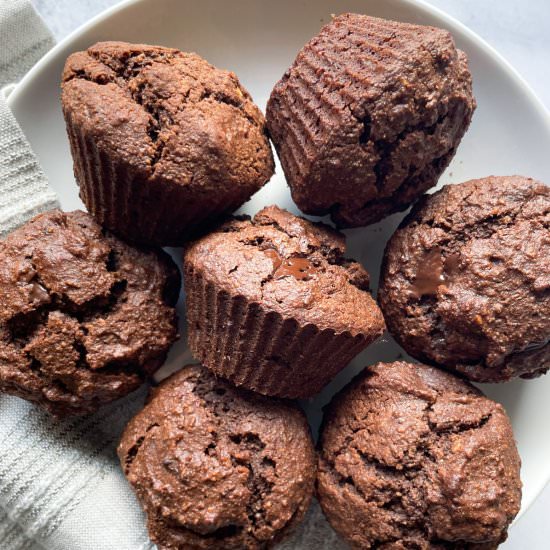 Healthy Oat Flour Chocolate Muffins - Recipe photo by frozen_bananas_