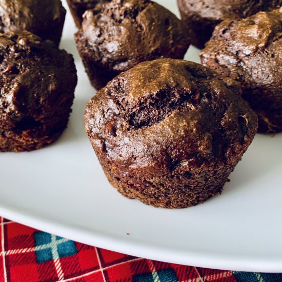 Easy Chocolate Zucchini Muffins - Recipe photo by poordrwife