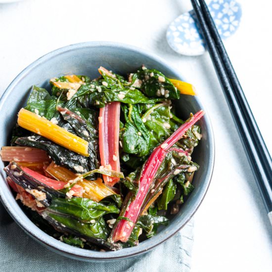 Japanese style silverbeet - Recipe photo by Mrs Jones Kitchen