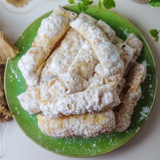 Italian Chiacchiere Cookies - Recipe photo by aVegTasteFromAtoZ