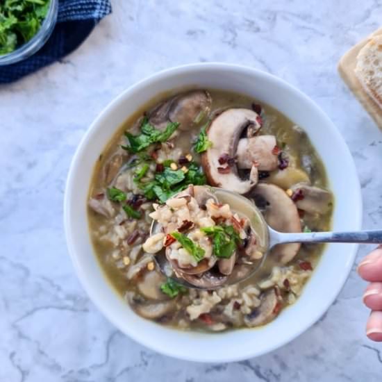 Vegan Mushrooms and Wild Rice Soup - Recipe photo by RominasLittleCorner