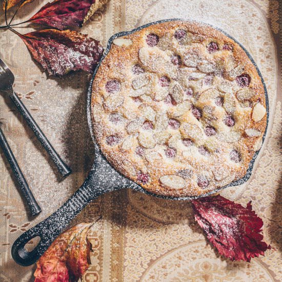 Raspberry Almond Skillet Cake - Recipe photo by A Cultivated Living