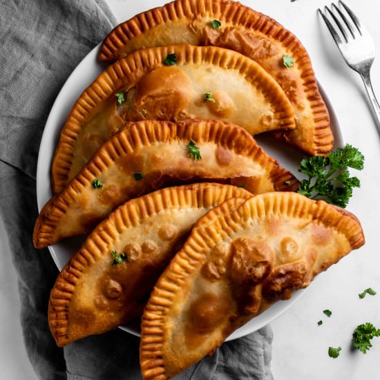 chebureki | fried beef pockets - Recipe photo by whisked away kitchen