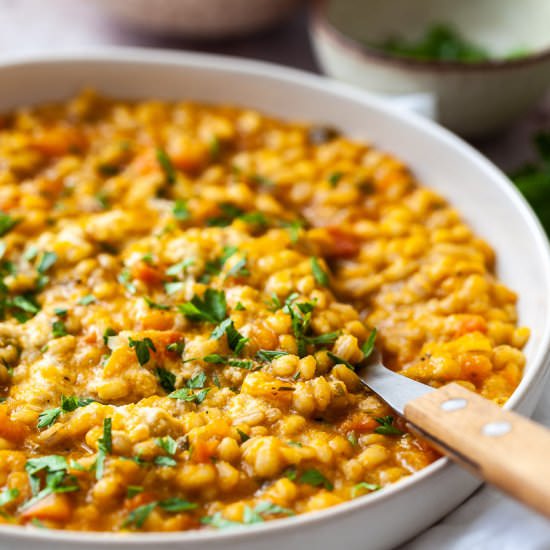 Pearl Barley and Pumpkin Risotto - Recipe photo by vibrantplate