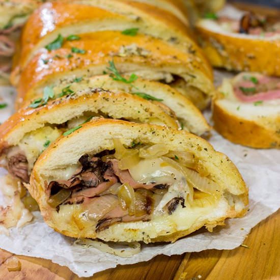 French Dip Stuffed Garlic Bread - Recipe photo by spicedblog