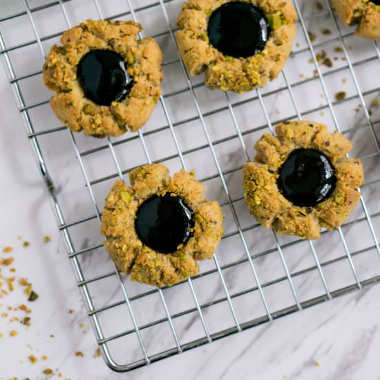Raspberry Pistachio Thumbprints - Recipe photo by 8thstreetmess