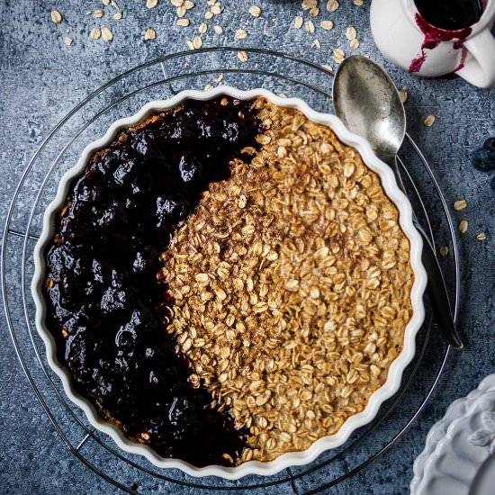 Baked Oatmeal w/blueberry compote - Recipe photo by katethebaker