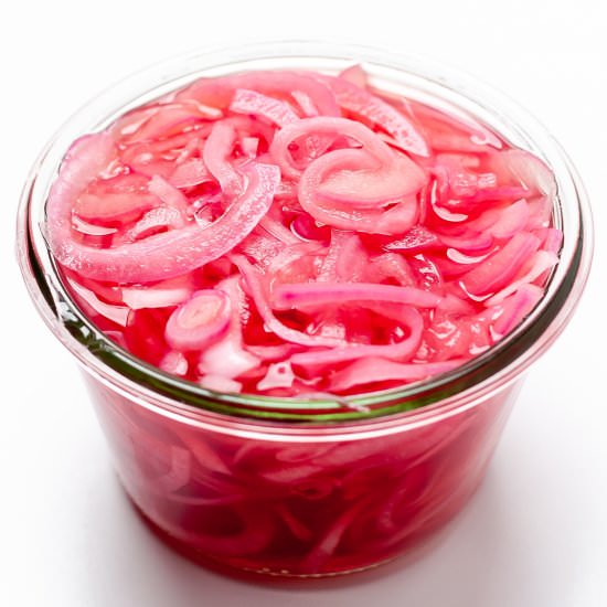 Quick Pickled Red Onions - Recipe photo by KeyToMyLime