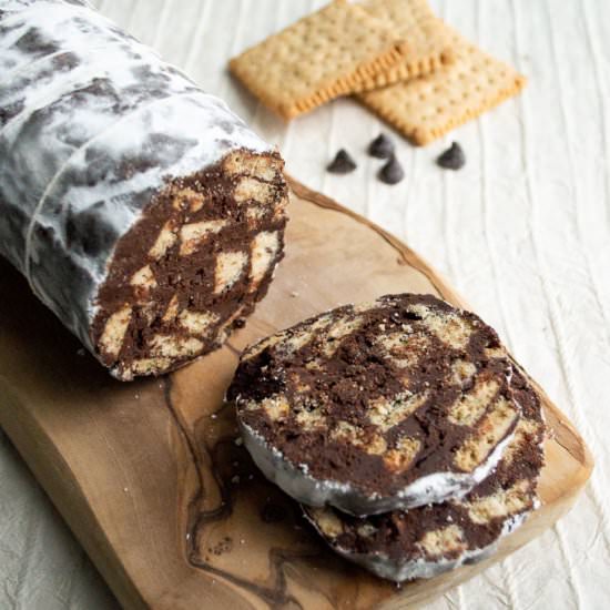 Chocolate salami - Recipe photo by lessbuttermoreoil