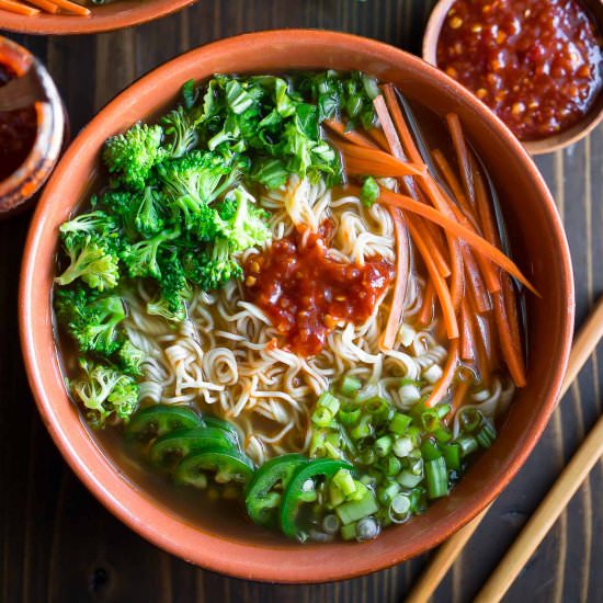 Chili Garlic Ramen Noodle Soup - Recipe photo by peasandcrayons