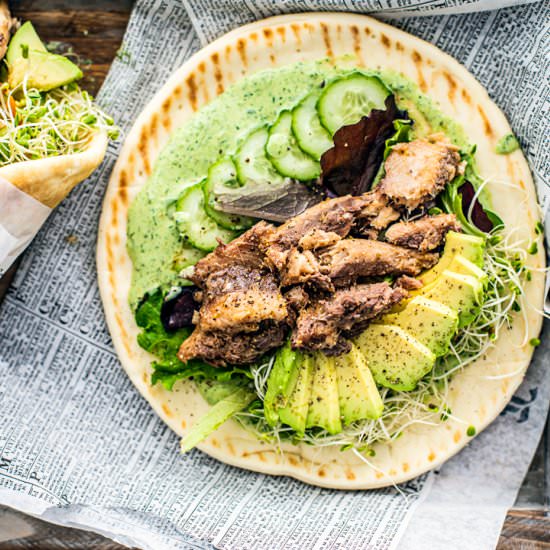 green goddess pita + sardines - Recipe photo by killingthyme