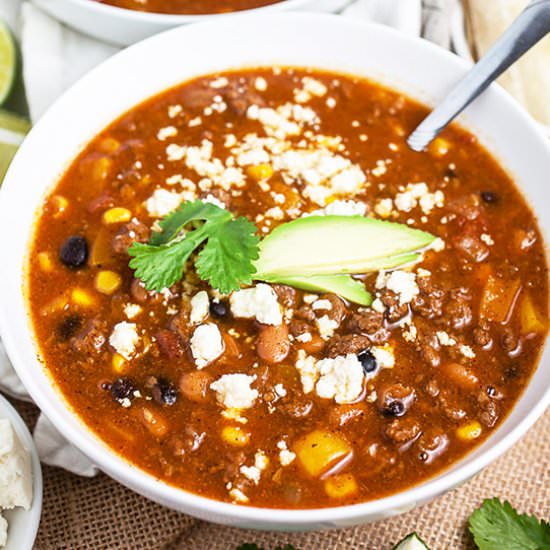 Slow Cooker Ground Beef Chili - Recipe photo by therusticfoodie