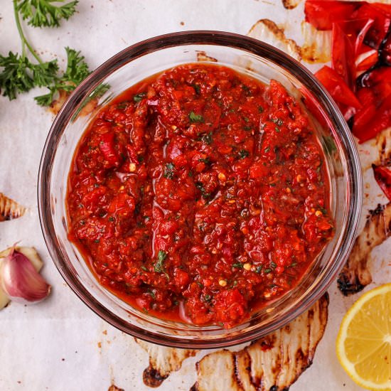 Roasted Red Pepper Harissa Paste - Recipe photo by veganwithgusto