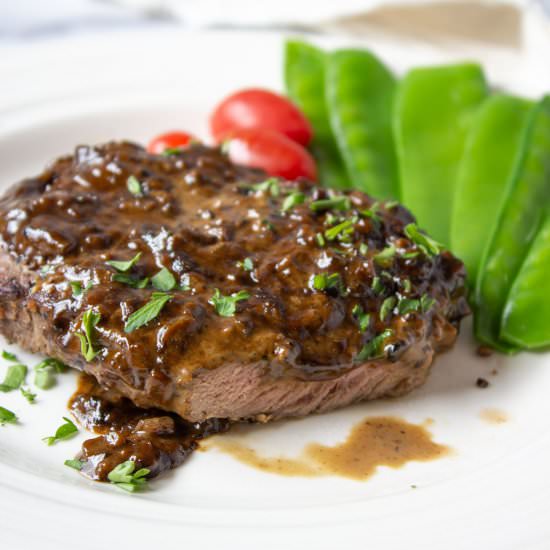 Elk Steak au Poivre - Recipe photo by BeyondtheCoop