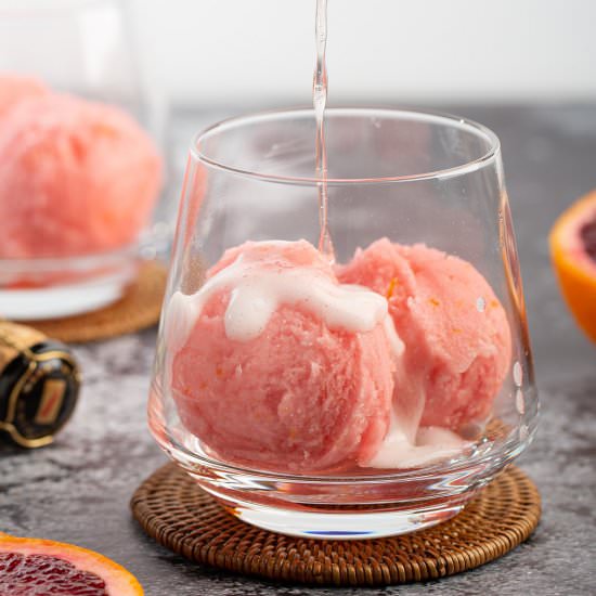 Blood Orange Sorbet Mimosas - Recipe photo by Lokness