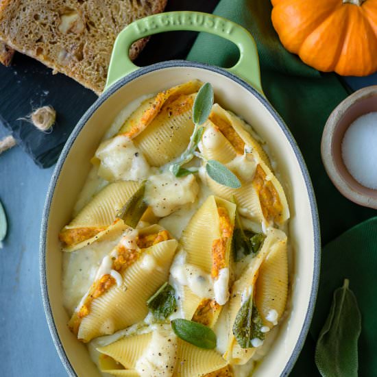 Pumpkin Ricotta stuffed Shells - Recipe photo by Herbivore Cucina