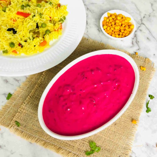 Beetroot raita - Recipe photo by spicytamarind