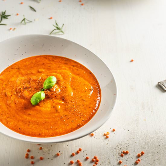 Roasted Red Pepper Soup - Recipe photo by Lifeandlemons