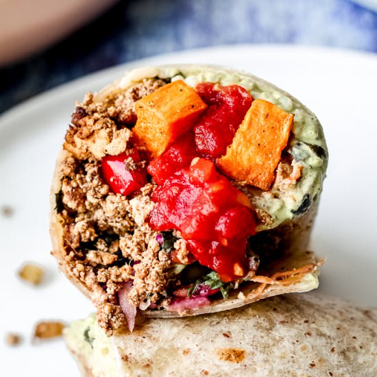 Jerk Tofu Burritos - Recipe photo by upbeetkitchen
