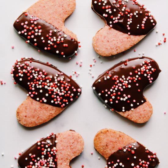Strawberry Shortbread Hearts - Recipe photo by thefigjar
