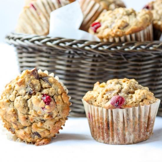 Cranberry Apple Oatmeal Muffins - Recipe photo by the food blog