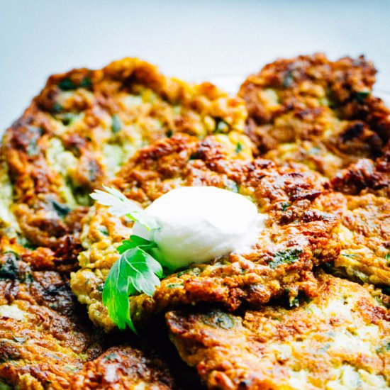 vegan zucchini fritters - Recipe photo by Aegean Delight