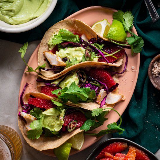Seared Haddock Tacos - Recipe photo by rhubarbandcod