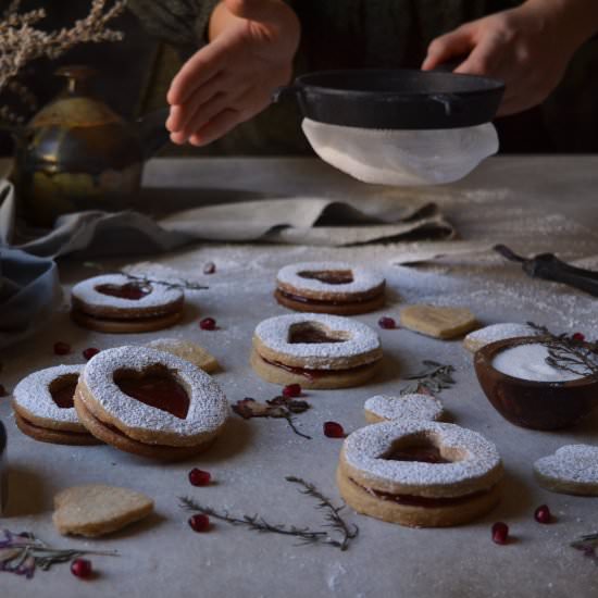 Strawberry Linzer Heart Cookies - Recipe photo by theartofbaking