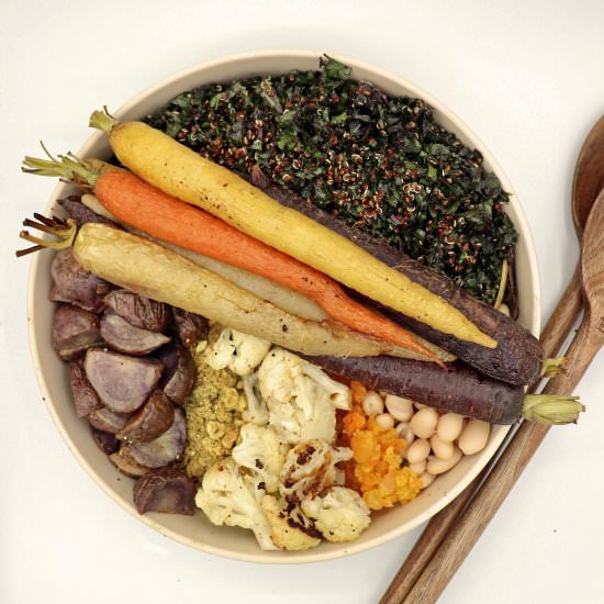 Winter Roasted Veggie Buddha Bowl - Recipe photo by Sinful Kitchen