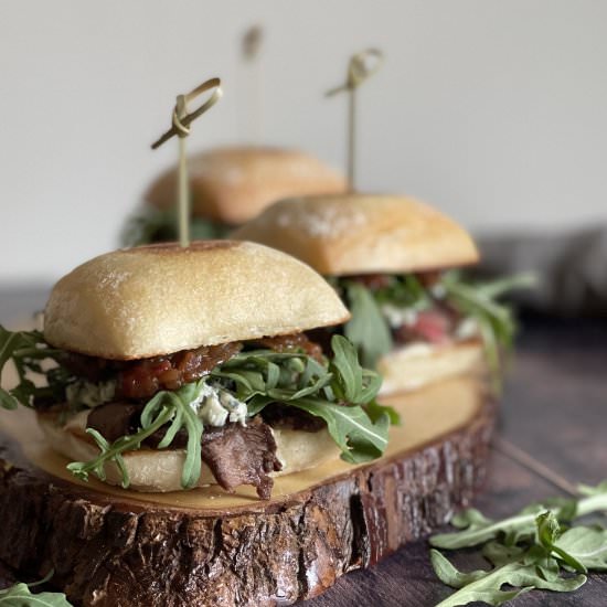 Steak Sliders with Blue Cheese and - Recipe photo by thevirtualcaterer