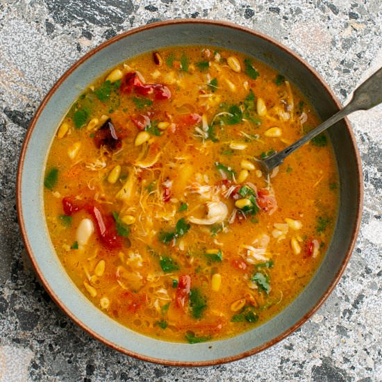 Chicken Tomato Pesto Soup - Recipe photo by Flaevor
