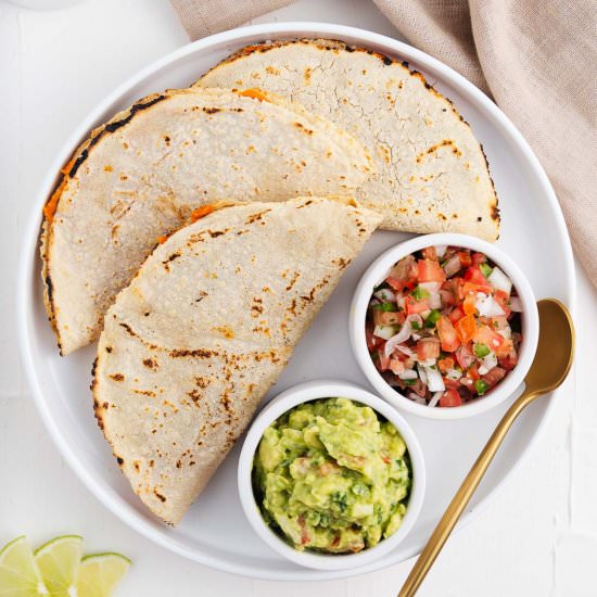 Sweet Potato Black Bean Quesadillas - Recipe photo by brokebankvegan