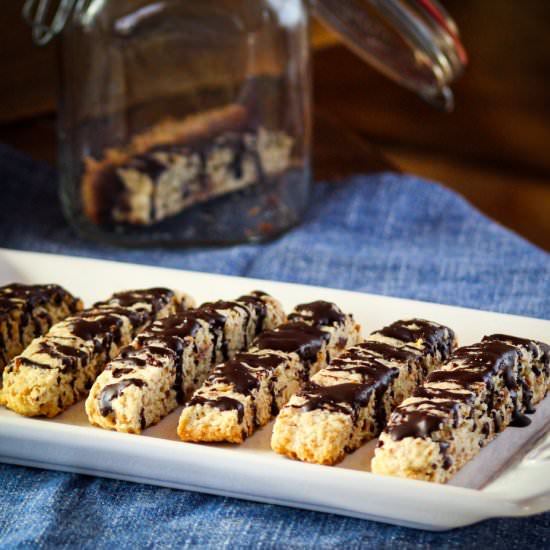 Hazelnut Biscotti with Chocolate - Recipe photo by vegancabinlife