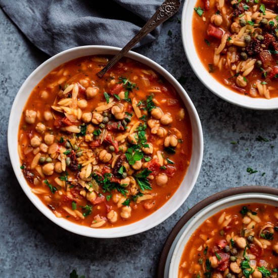 Instant Pot Chickpea Orzo Soup - Recipe photo by rainbowplantlife