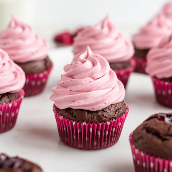 Chocolate Raspberry Cupcakes - Recipe photo by islandbakes