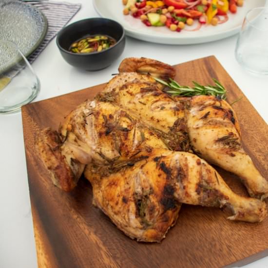 Lemon & garlic butterflied chicken - Recipe photo by ATastyKitchen