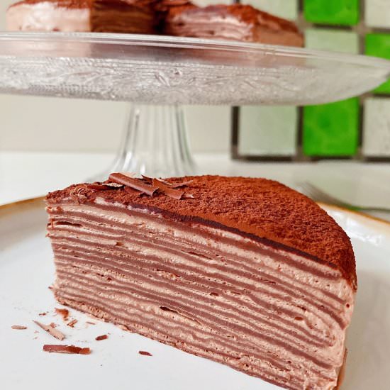 Epic 30-Layer Chocolate Crepe Cake - Recipe photo by cookcookgo