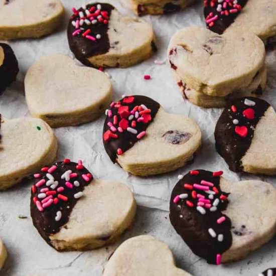Cranberry Almond Shortbread Cookies - Recipe photo by thecupcakechronicles