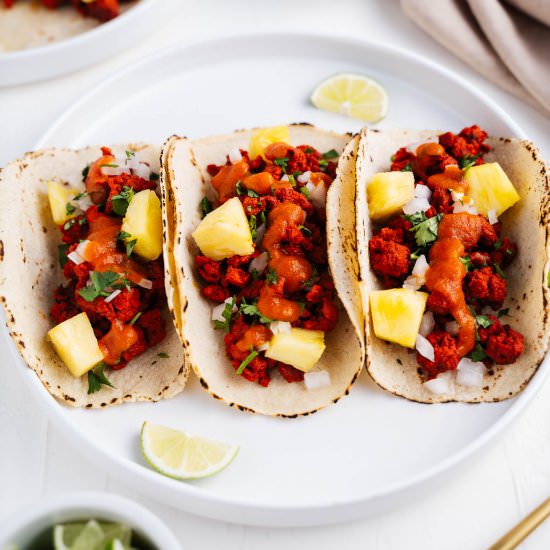 Vegan Tacos Al Pastor - Recipe photo by brokebankvegan