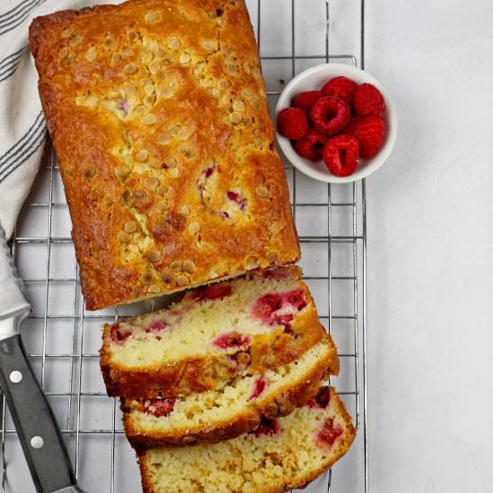 White Chocolate Raspberry Loaf Cake - Recipe photo by AGratefulMeal