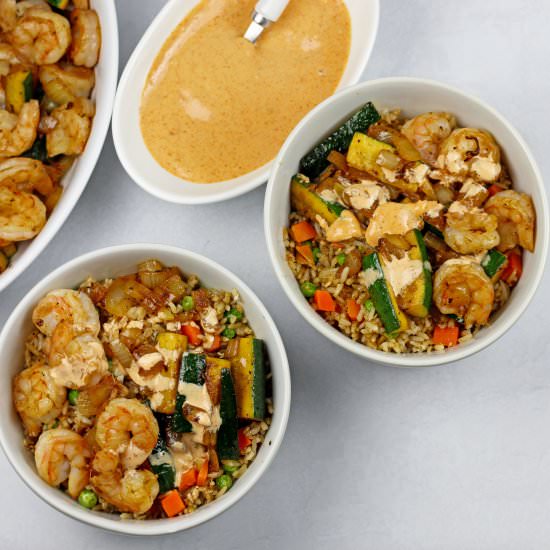 Hibachi Shrimp Rice Bowls - Recipe photo by AGratefulMeal
