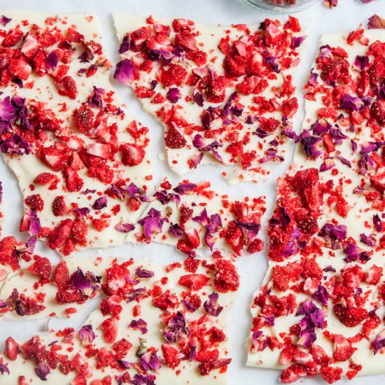 Strawberry White Chocolate Bark - Recipe photo by itsnotcomplicatedrecipes